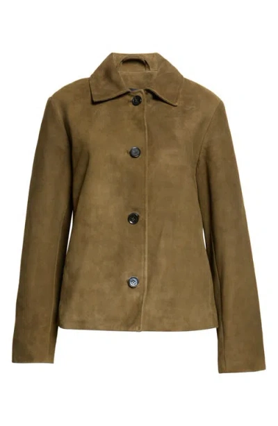 Proenza Schouler Irine Lambskin Suede Jacket In Green