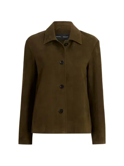 Proenza Schouler Irine Suede Jacket In Green