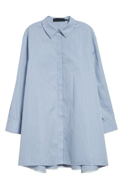PROENZA SCHOULER PROENZA SCHOULER ISLA STRIPE SILK & COTTON SHIFT CAPE DRESS