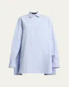 Proenza Schouler Isla Striped Cotton-silk Poplin Cape Mini Shirtdress In Pale Blue Multi