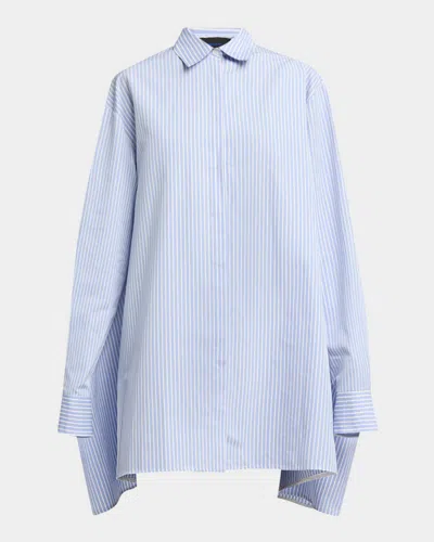PROENZA SCHOULER ISLA STRIPED COTTON-SILK POPLIN CAPE MINI SHIRTDRESS