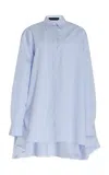 Proenza Schouler Isla Striped Cotton Silk Poplin Dress In Light Blue