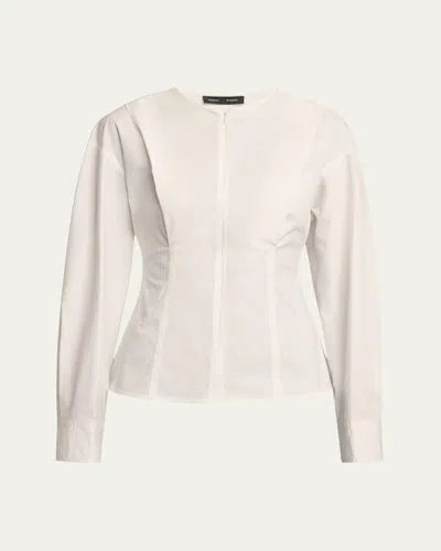 Proenza Schouler Ivonne Zip Front Eco Poplin Top In White