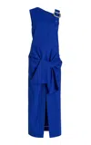 Proenza Schouler Jackie Belted-strap Front-tie Jacquard Dress In Royal Blue