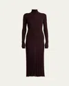 Proenza Schouler Jada Turtleneck Drop-waist Button-front Maxi Dress In Black