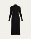 Proenza Schouler Jada Turtleneck Drop-waist Button-front Maxi Dress In Black