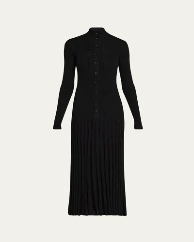 PROENZA SCHOULER JADA TURTLENECK DROP-WAIST BUTTON-FRONT MAXI DRESS