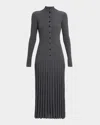 Proenza Schouler Jada Turtleneck Drop-waist Button-front Maxi Dress In Gray