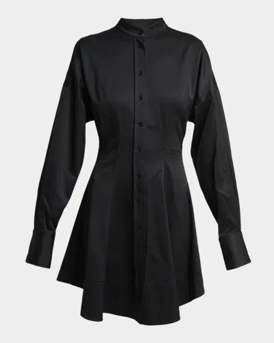 Proenza Schouler Janan Cotton Poplin Mini Shirtdress In Black