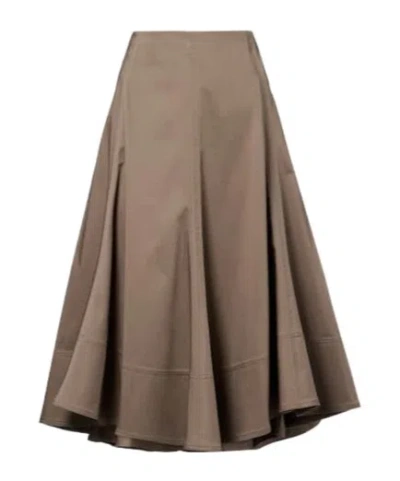Proenza Schouler Janan Cotton-blend Sateen Midi Skirt In Brown