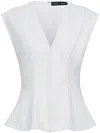 Proenza Schouler Janet Pintuck Deep V-neck Crepe Top In White