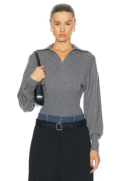 Proenza Schouler Jeanne Split-neck Ribbed-knit Jumper In 31