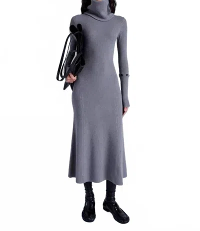 Proenza Schouler Jocelyn Dress In Midweight Viscose Rib Knit In Grey In Gray