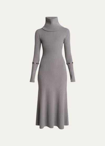 Proenza Schouler Jocelyn Midweight Viscose Rib-knit Dress In Grey