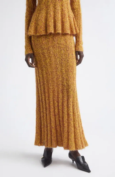 Proenza Schouler Joelle Marled Mohair & Silk Blend Bouclé Rib Maxi Skirt In Yellow/wine