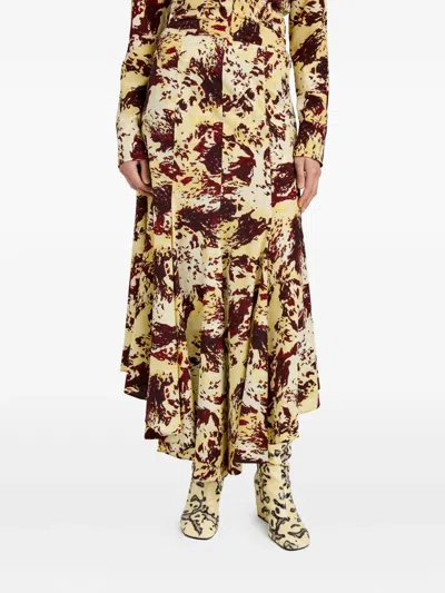 Proenza Schouler Joelle Printed Midi Skirt In Yellow