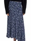 Proenza Schouler Joelle Skirt In Printed Silk Viscose In Navy Multi In Multi