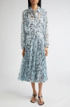 Proenza Schouler Jones Long Sleeve Pleated Crinkle Chiffon Shirtdress