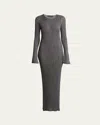 Proenza Schouler Joni Metallic Rib Long-sleeve Maxi Sweater Dress In 040 Silver
