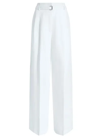 Proenza Schouler Jules Linen Blend Wide Pants In Weiss