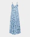 Proenza Schouler June Check-print Crepe De Chine Maxi Dress In Blue