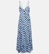 Proenza Schouler June Check-print Crepe De Chine Maxi Dress In Blue
