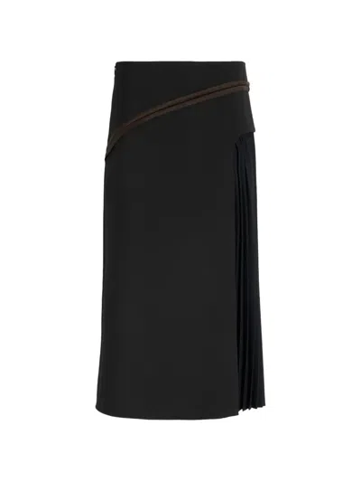 Proenza Schouler Justine Skirt In Bonded Wool Satin In Black