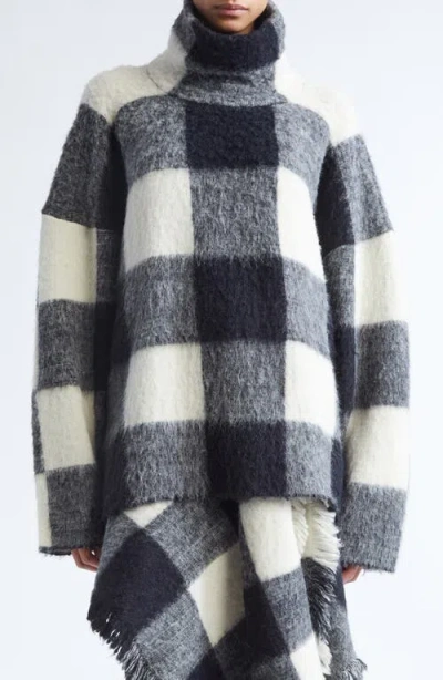 Proenza Schouler Kai Top In Brushed Glenplaid Knit Black Multi In Gray