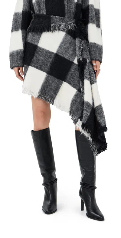 PROENZA SCHOULER KAI SKIRT IN BRUSHED GLENPLAID KNIT BLACK MULTI