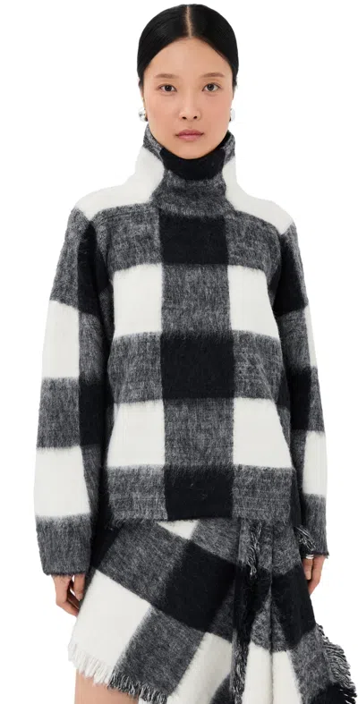 Proenza Schouler Kai Top In Brushed Glenplaid Knit Black Multi In Gray