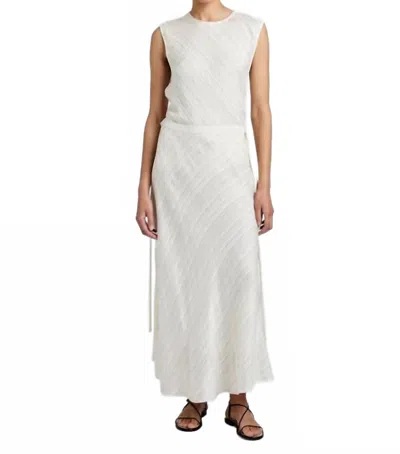 Proenza Schouler Kaia Woven Stripe Flou Skirt In Chalk/black In White