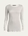 Proenza Schouler Kaiya Long-sleeve Sheer Slub Jersey Top In Bone