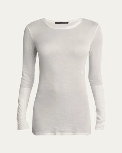 Proenza Schouler Kaiya Long-sleeve Sheer Slub Jersey Top In Bone