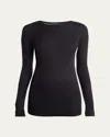 Proenza Schouler Kaiya Long-sleeve Sheer Slub Jersey Top In Midnight