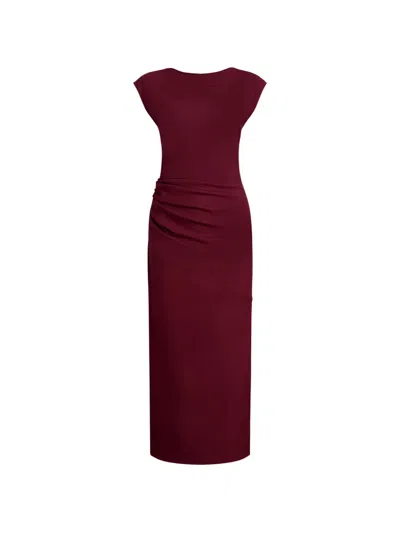 Proenza Schouler Katia Dress In Wool Gabardine In Burgundy