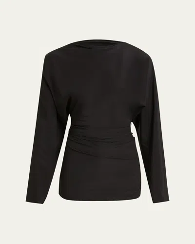 Proenza Schouler Keegan Stretch Silk Viscose Top In Black