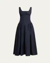 Proenza Schouler Kendall Sleeveless Technical Cotton Midi Dress In Navy