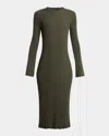 Proenza Schouler Kenna Midweight Viscose Rib Midi Dress In Fatigue