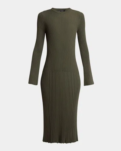 Proenza Schouler Kenna Midweight Viscose Rib Midi Dress In Fatigue