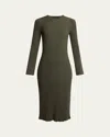 Proenza Schouler Kenna Midweight Viscose Rib Midi Dress In Fatigue
