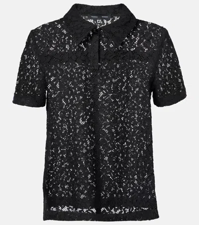 Proenza Schouler Kennedy Floral Lace Polo Shirt In Black