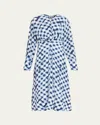 Proenza Schouler Keria Printed Crepe De Chine Long-sleeve Midi Dress In Multi