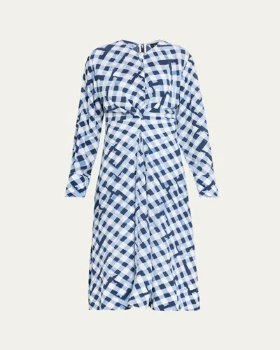 Proenza Schouler Keria Printed Crepe De Chine Long-sleeve Midi Dress In Multi
