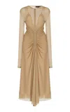 Proenza Schouler Kerstin Ruched Crepe Jersey Midi Dress In Khaki