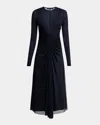 Proenza Schouler Kerstin Ruched Long Sleeve Crepe Jersey Dress In Black