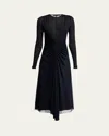 Proenza Schouler Kerstin Ruched Long Sleeve Crepe Jersey Dress In Black