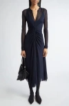Proenza Schouler Kerstin Ruched Long Sleeve Crepe Jersey Dress In Black