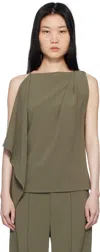 Proenza Schouler Alyssa Asymmetric Draped Crepe Top In Wood