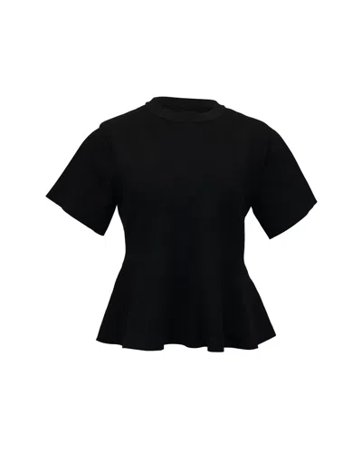 Proenza Schouler Knitted Peplum Top In Black Viscose