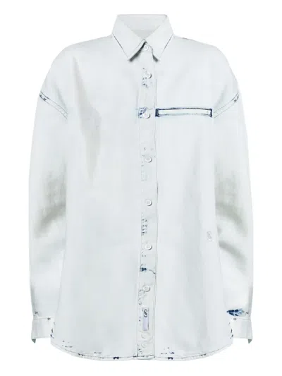 Proenza Schouler Kruger Bleach-effect Denim Shirt In Blue